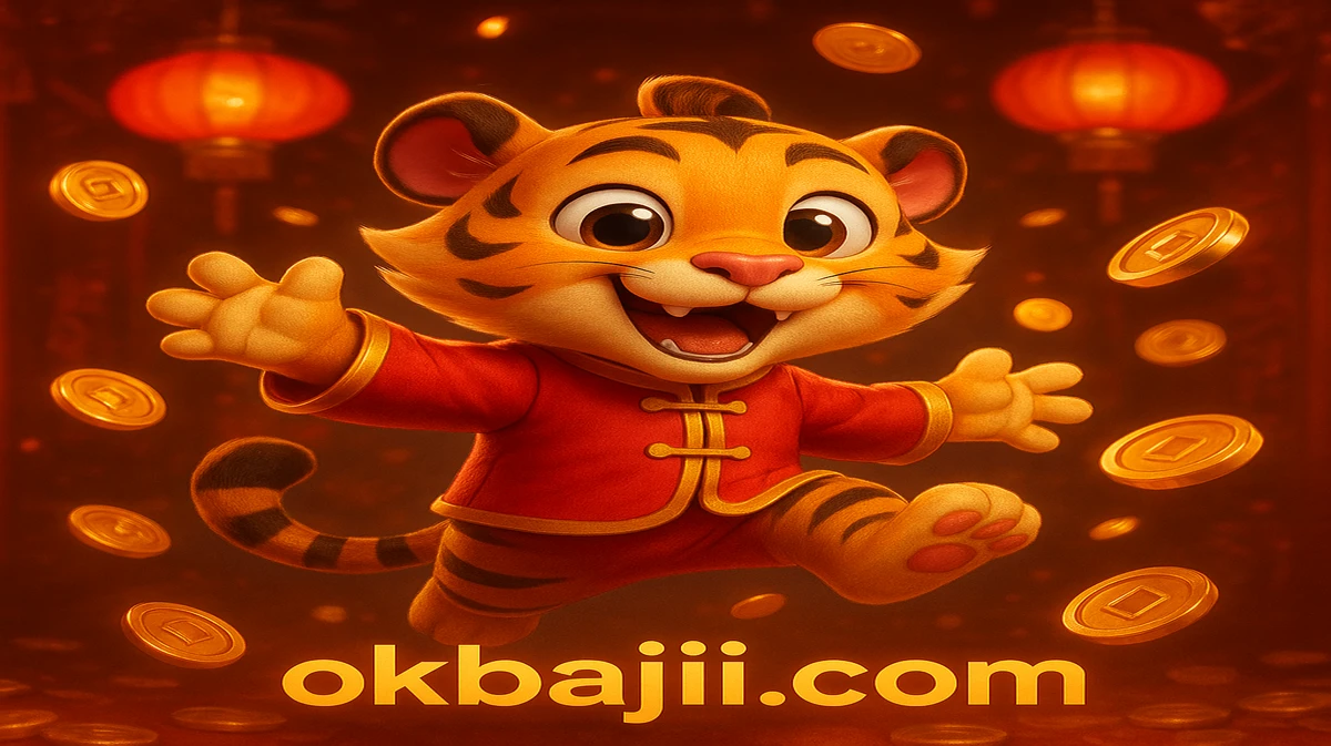 ok baji-তে ফরচুন টাইগার গেমের মিষ্টি কার্টুন মূর্তি একটি মার্শাল আর্ট-স্টাইল পোজ নেন, সোনার মুদ্রার ঝড় ও শুভ লাল লণ্ঠনের আলোয় চারপাশ ছড়িয়ে পড়ে।